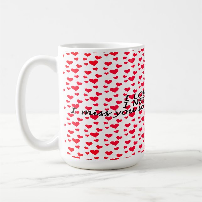 Caneca De Café Padrão romântico vermelho em forma de coração (Esquerda)