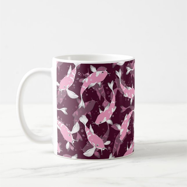 Caneca De Café Padrão rosa e roxo - Peixe Koi (Esquerda)