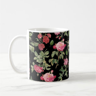 Caneca De Café Padrão Rosa Rosa Rosa Cor-de-Rosa Preto Moderno