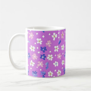 Caneca De Café Padrão Roxo da Flor Cuta