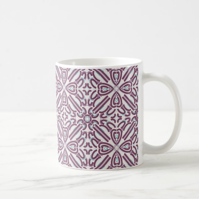 Caneca De Café Padrão Roxo e Teal (Direita)