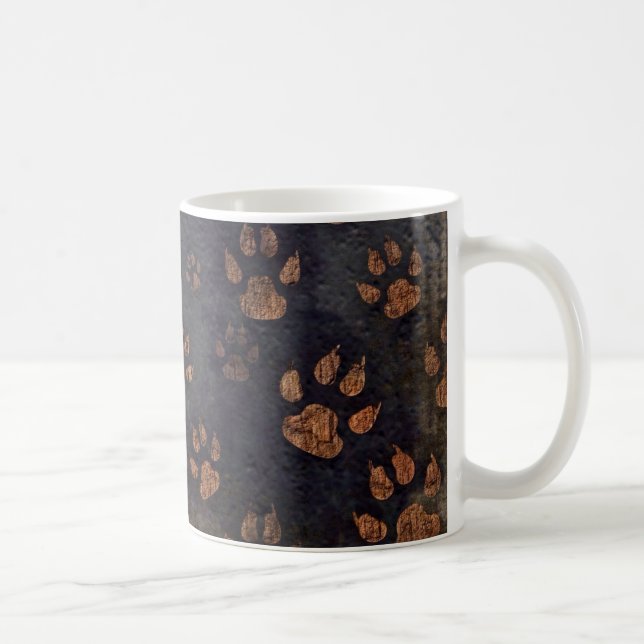 Caneca De Café Padrão Rustic Black Paw (Direita)