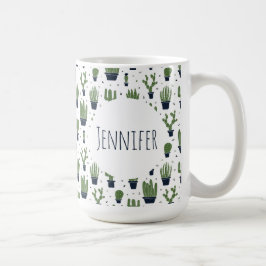 Caneca De Café Padrão Rustic Dark Green Cactus Desert