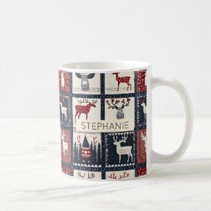 Caneca De Café Padrão Rústico de Patchwork Nórdico
