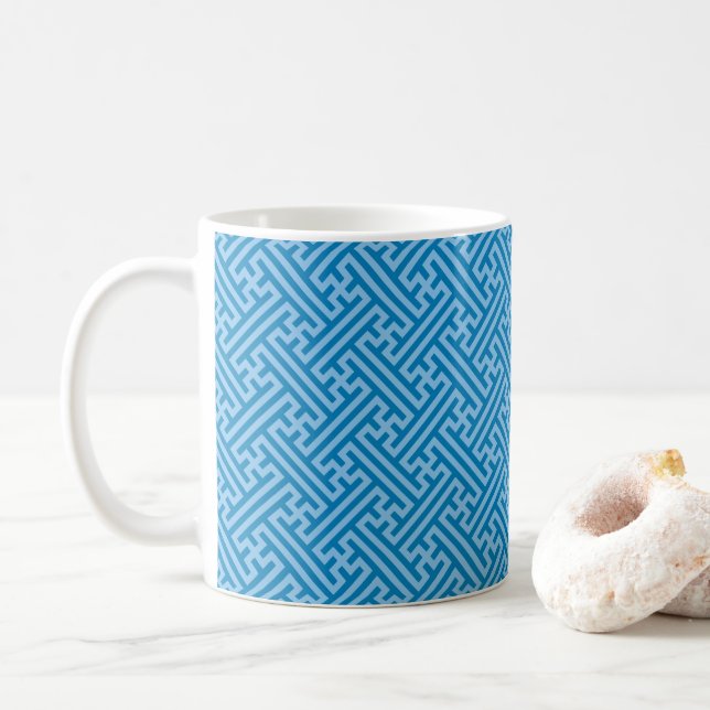 Caneca De Café Padrão Sayagata, japonês, azul e azul-bebê (Com Donut)