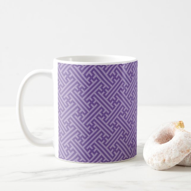 Caneca De Café Padrão Sayagata, Japonês, Roxo e Rosa (Com Donut)