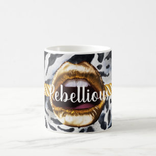Caneca De Café Padrão Selvagem Gold lábios Presente Decoração Bel