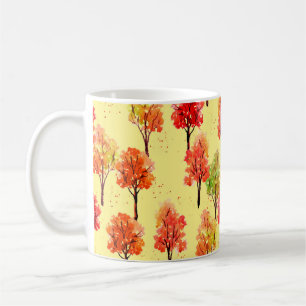 Caneca De Café Padrão sem costura, árvores de outono. illustr d