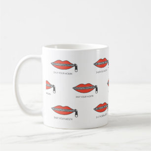 Caneca De Café Padrão sem costura com a boca da mulher com o fec