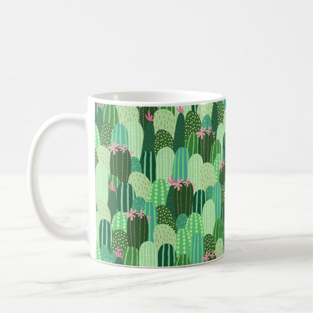Caneca De Café Padrão sem costura com cacto (Esquerda)