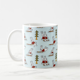 Caneca De Café Padrão sem costura com coelhos diferentes nos tre