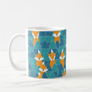 Caneca De Café Padrão sem costura com diferentes raposas.