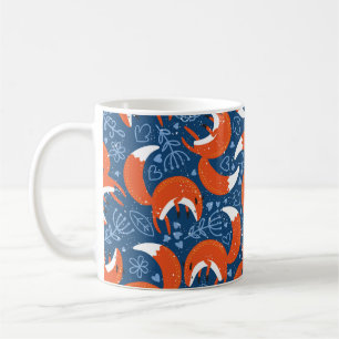 Caneca De Café Padrão sem costura com diferentes raposas. Vintag