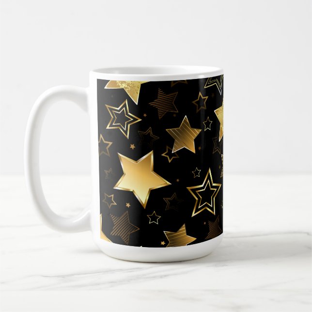 Caneca De Café Padrão sem costura com estrelas de Ouro (Esquerda)