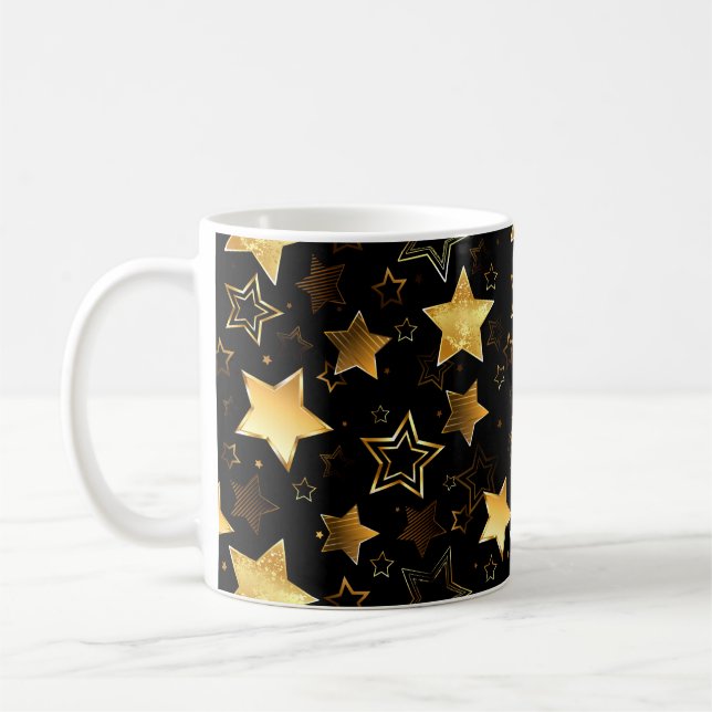 Caneca De Café Padrão sem costura com estrelas de Ouro (Esquerda)
