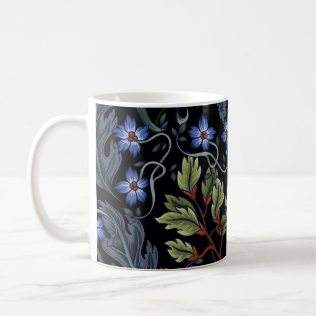 Caneca De Café Padrão sem costura com flores no estilo de deco de (Esquerda)