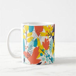 Caneca De Café Padrão sem costura com flores pintadas à mão e fol