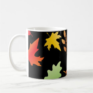 Caneca De Café Padrão sem costura com folhas de outono caídas e g