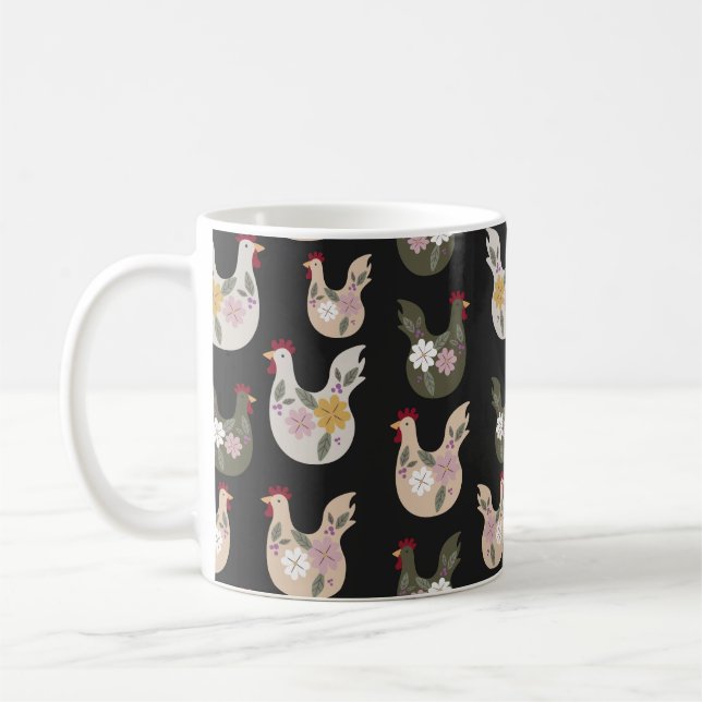 Caneca De Café Padrão sem costura com frango para Páscoa e outros (Esquerda)