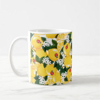 Caneca De Café Padrão sem costura com frutas tropicais de limão d