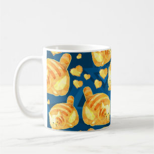 Caneca De Café Padrão sem costura com gatos poligonais fofinhos,