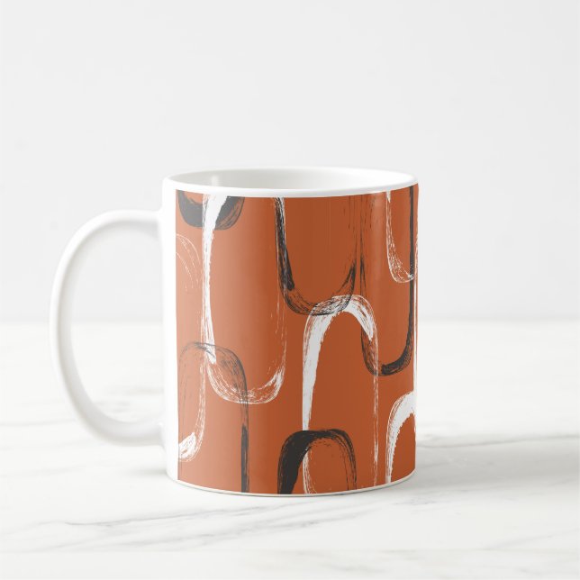 Caneca De Café Padrão sem costura com laranja de cor d'água  (Esquerda)