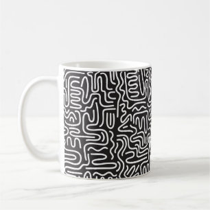 Caneca De Café Padrão sem costura com linhas onduladas de rabisc
