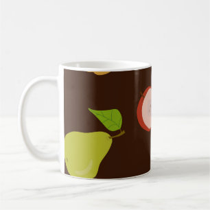 Caneca De Café Padrão sem costura com maçãs e ervilhas de cor múl