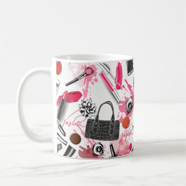Caneca De Café Padrão sem costura com maquiagem pintada (Esquerda)