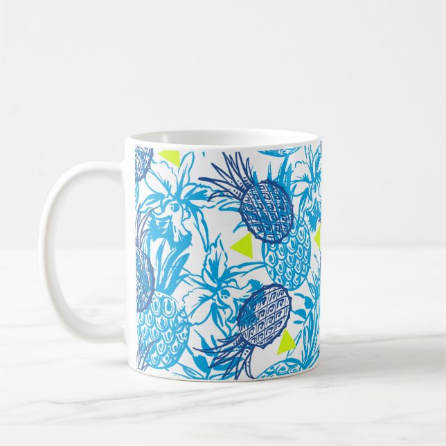 Caneca De Café Padrão sem costura com motivo tropical (Esquerda)
