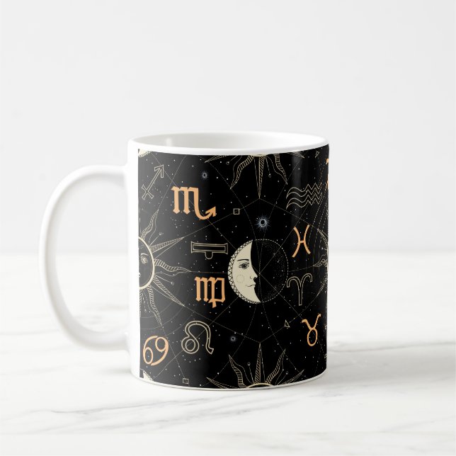 Caneca De Café Padrão sem costura com o círculo do Horoscópio com (Esquerda)