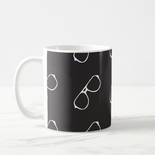 Caneca De Café Padrão sem costura com óculos desenhados à mão, mo (Esquerda)