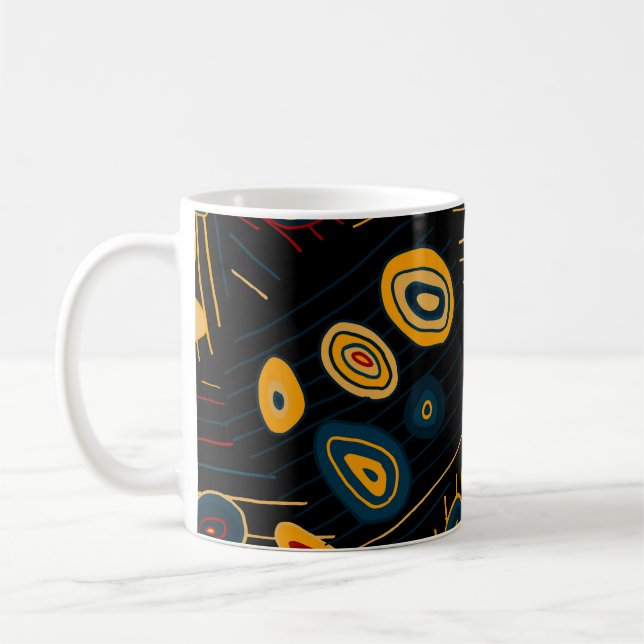 Caneca De Café Padrão sem costura com rabiscos abstrato modernos. (Esquerda)