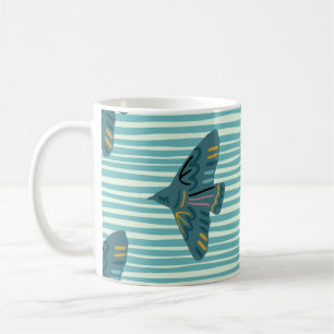 Caneca De Café Padrão sem costura com terra criativa de aves dese