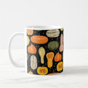 Caneca De Café Padrão sem costura com variedades de abóbora e d