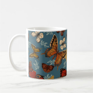 Caneca De Café padrão sem costura da borboleta azul
