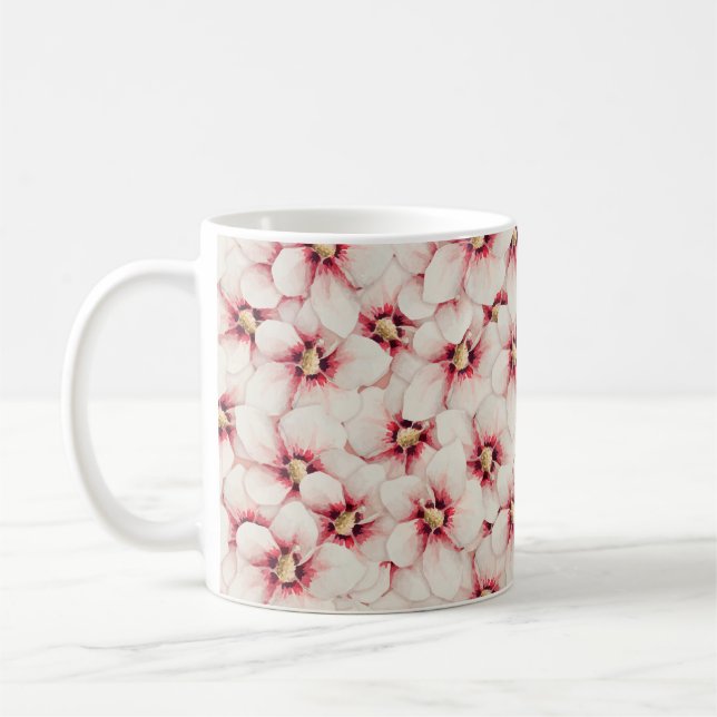 Caneca De Café Padrão sem costura da flor de hibiscus (Esquerda)