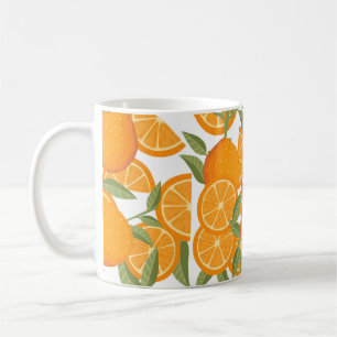 Caneca De Café Padrão sem costura da fruta amarela dos citros de
