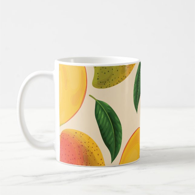 Caneca De Café Padrão sem costura da Fruta de Mango (Esquerda)