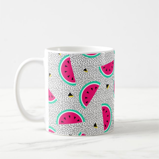 Caneca De Café Padrão sem costura da melancia. Estilo geométrico  (Esquerda)