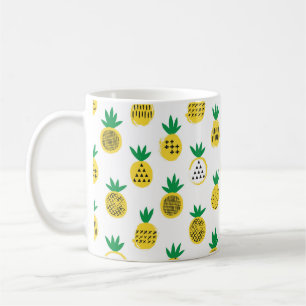 Caneca De Café Padrão sem costura de abacaxi. Design. 