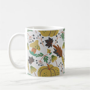Caneca De Café Padrão sem costura de abóboras e cenouras tropicai