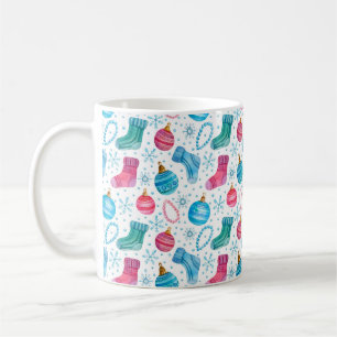 Caneca De Café Padrão sem costura de aquarela com estoque de Nat