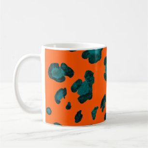 Caneca De Café Padrão sem costura de aquarela com pele-leopardo.
