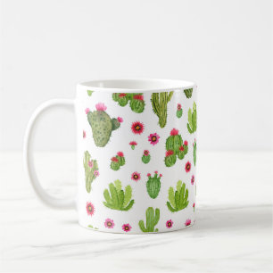 Caneca De Café Padrão sem costura de cacto pintado manualmente c
