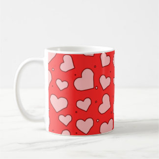 Caneca De Café Padrão Sem Costura de Corações