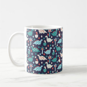 Caneca De Café Padrão sem costura de dinossauro bonito