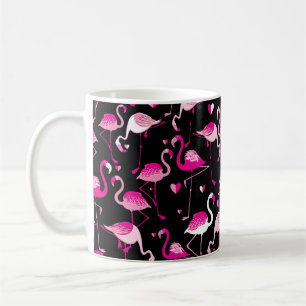 Caneca De Café Padrão sem costura de flamingos cor-de-rosa em uma