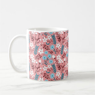 Caneca De Café Padrão sem costura de flor pastel colorida com co