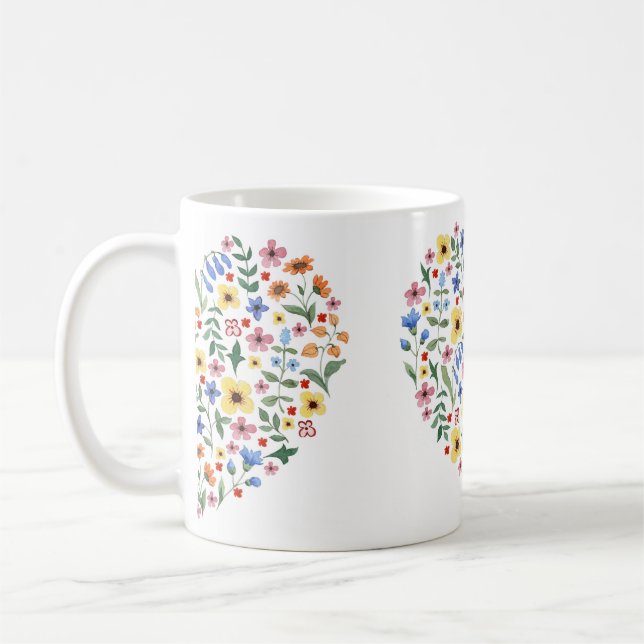 Caneca De Café Padrão sem costura de flores aquáticas (Esquerda)